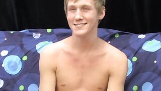 Skinny teenager Hayden jerks off while moaning from pleasure