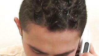 Twinkie sprays cum as he is analled by his boyfriend