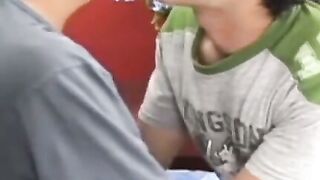 Latino amateur feasting on ass and toes before bareback