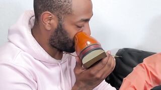 Black businessman foot worshipped and used for foot fucking