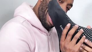 Black businessman foot worshipped and used for foot fucking