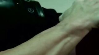 Wildcats fan lifting dumbbell during naughty workout