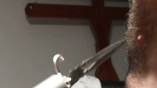 Submissive inked muscle hunk hardcore electro BDSM torment
