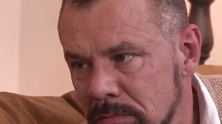 Old and teen gay lovers intimate anal fucking sex