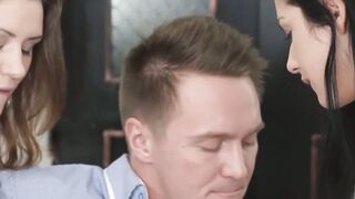 Horny dude fucks Jessica Lincolns and Sofy Souls twet pussies