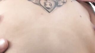 Skinny tattooed first timer Coco Velvett rides big dick