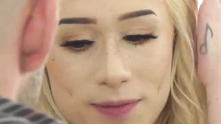 Tranny Jenna Gargles doggystyle drilled for boyfriend facial