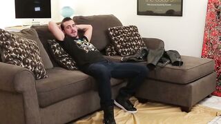 Horny Trenton Ducati shoots jizz on socks after raw drilling