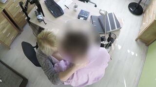 Beautiful blondie bent over and fucked hard in office