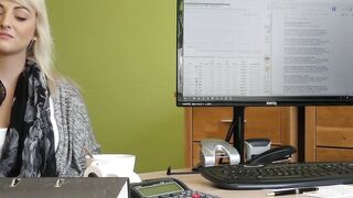 Beautiful blondie bent over and fucked hard in office