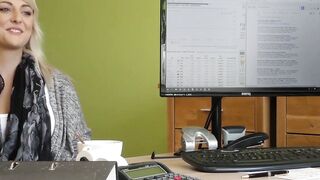 Beautiful blondie bent over and fucked hard in office