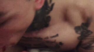Tatooed str8 Latino jock fucked bareback after sucking cock