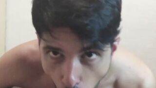 Cute Latino jock fucked raw after giving his first blowjob