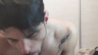 Cute Latino jock fucked raw after giving his first blowjob