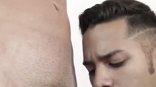 Sexy str8 Latino jocks swap blowjobs before bareback fucking