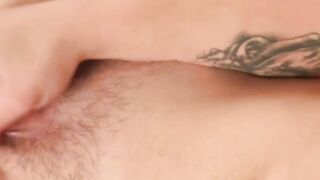 Inked horny twink Julian wanks off solo while watching porn