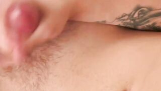 Inked horny twink Julian wanks off solo while watching porn