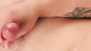 Inked horny twink Julian wanks off solo while watching porn