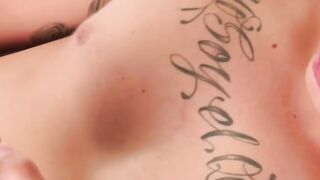 Inked horny twink Julian wanks off solo while watching porn