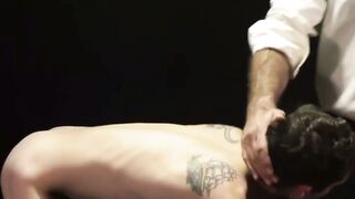 Sexy bubble butt teenager jerked off by hot bearded daddy
