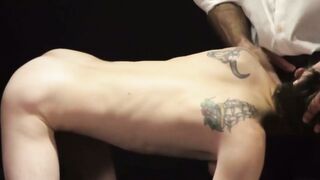 Sexy bubble butt teenager jerked off by hot bearded daddy
