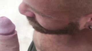 Bearded hunky gays passionately kiss and anally breed