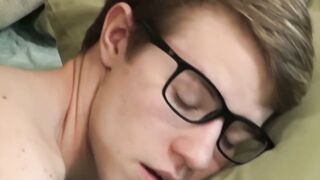 Horny twink James Stirling wears sexy glasses during sex