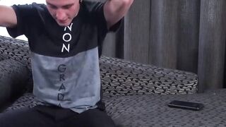 Rock hard cock teenager Italo Van Neven jerking off solo