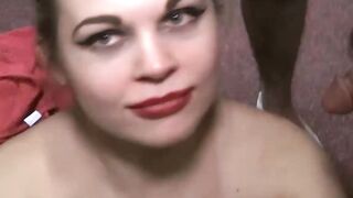 Amateur blonde Violet sucks several cocks in wild orgy