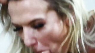 Beautiful TS Kayleigh Coxx sucks big cock and makes it cum