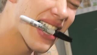 Big cock blown by horny teen JT Wreck before bareback fuck
