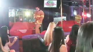 Adorable blondie pounded by stripper after BJ at CFNM party