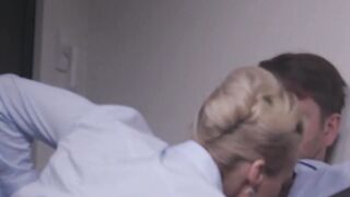 Euro MILF ass fucked by officer cock before cum in mouth