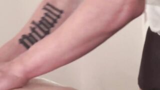 Skinny twinks massaged with oil and teased all over his cock