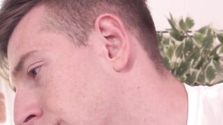 Skinny twinks massaged with oil and teased all over his cock