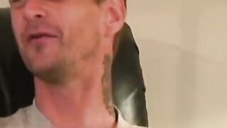 Old tattooed gay masturbates his thick cock in intense solo