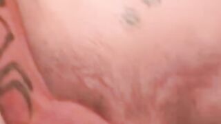 Old tattooed gay masturbates his thick cock in intense solo