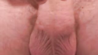 Old tattooed gay masturbates his thick cock in intense solo