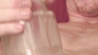 Amateur man masturbates with fleshlight and enjoys
