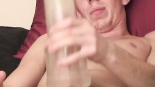 Amateur man masturbates with fleshlight and enjoys