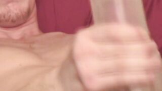 Amateur man masturbates with fleshlight and enjoys