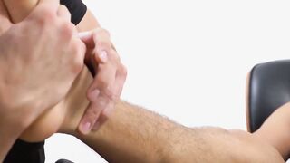 Young stud Kenzo gets his sexy feet worshiped by kinky hunk