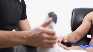Young stud Kenzo gets his sexy feet worshiped by kinky hunk