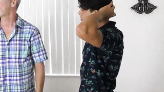 Dominant gay DILF torments skinny twink