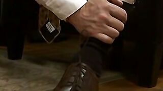 Stud boss banging his hunk colleague roughly in his office