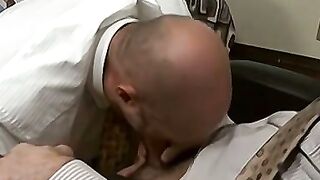 Stud boss banging his hunk colleague roughly in his office