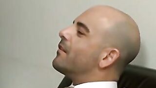 Stud boss banging his hunk colleague roughly in his office