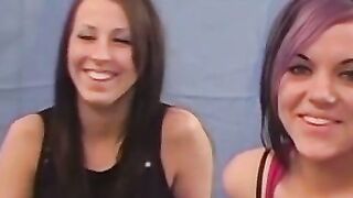 Lesbian babes Tatum and Taylor pleasure each other