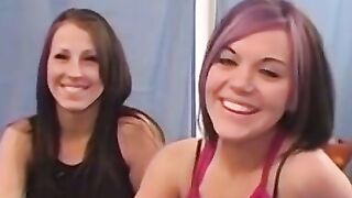 Lesbian babes Tatum and Taylor pleasure each other