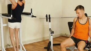Sexy twink Jamie Oliver fucked doggystyle raw in locker room